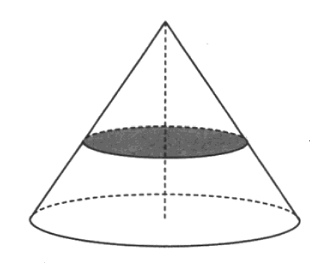 Решение № 179 Объём конуса равен 32. Через середину высоты параллельно основанию конуса проведено сечение