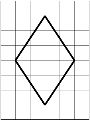 Решение №469 На клетчатой бумаге с размером 1х1 изображён ромб. Найдите его площадь.