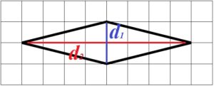 Решение №470 На клетчатой бумаге с размером 1х1 изображён ромб. Найдите его площадь.