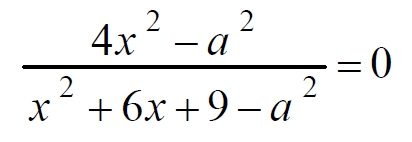 Найдите все значения a, при каждом из которых уравнение (4x^2-a^2)(x^2+6x+9-a^2)=0 имеет ровно два различных корня.