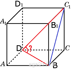 В кубе АВСDА1В1С1D1 найдите угол между прямыми DС1 и ВD.