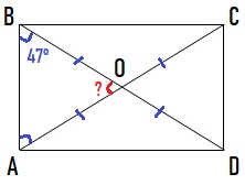Решение №883 Диагональ прямоугольника образует угол 47° с одной из его сторон.