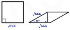 Решение №1115 Квадрат площадью 666 и ромб с углом 30º имеют равные стороны.