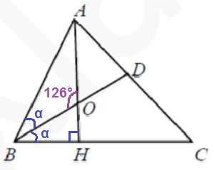 В треугольнике АВС проведены высота АН и биссектриса BD, которые пересекаются в точке О.