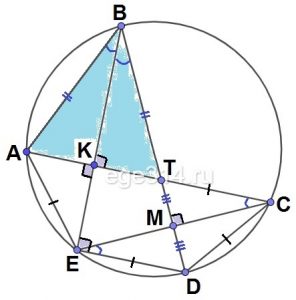 б) Найдите площадь треугольника ABT, если BD = 10, АЕ = 2√2.
