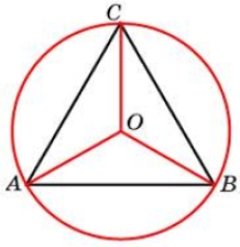 Сторона правильного треугольника равна 22√3. Найдите радиус окружности, описанной около этого треугольника.