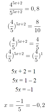 Решение №2295 Найдите корень уравнения 4^(5х+2) = 0,8·5^(5х+2).