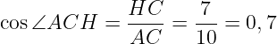 Решение №2303 В тупоугольном треугольнике ABC известно, что  AC = BC = 10, высота AH равна √51.