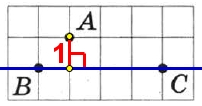 На клетчатой бумаге с размером клетки 1x1 отмечены три точки: А, В и С.