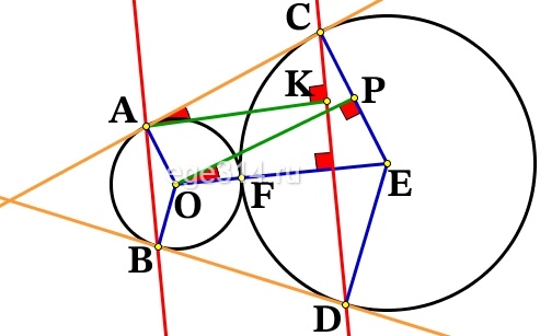 Решение №3295 Окружности радиусов 36 и 45 касаются внешним образом.