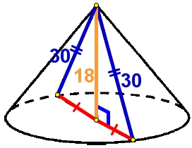Высота конуса равна 18, а длина образующей равна 30.
