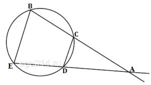 Решение №2621 Известно, что около четырёхугольника ВСDE можно описать окружность и что продолжения сторон ЕD и ВС четырёхугольника пересекаются в точке А.