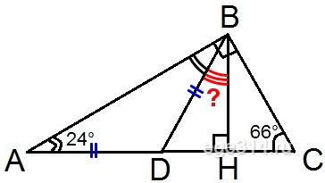 Острые углы прямоугольного треугольника равны 24° и 66°.