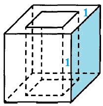 Решение №2760 Из единичного куба вырезана правильная четырёхугольная призма со стороной основания 0,4 и боковым ребром 1.