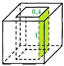 Решение №2760 Из единичного куба вырезана правильная четырёхугольная призма со стороной основания 0,4 и боковым ребром 1.