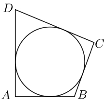 В четырехугольник ABCD, периметр которого равен 56, вписана окружность. Найдите AB, если CD = 13.