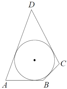 В четырёхугольник ABCD вписана окружность, AB = 10, CD = 17.