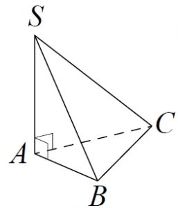 В основании пирамиды SABC лежит правильный треугольник ABC со стороной 2, а боковое ребро SA перпендикулярно основанию и равно 4√3.