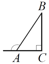 В прямоугольном треугольнике ABC внешний угол при вершине A равен 120°.