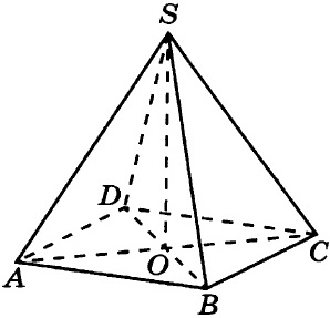 В правильной четырёхугольной пирамиде SABCD точка О – центр основания, S – вершина, SO = 9, SC = 15.