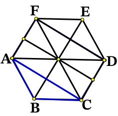 Объем треугольной пирамиды SABC, являющейся частью правильной шестиугольной пирамиды SABCDEF, равен 1.