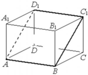 В прямоугольном параллелепипеде ABCDA1B1C1D1 известны длины рёбер AB = 7, AD = 3, AA1 = 4.