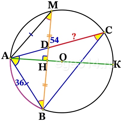 Прямая ВD, перпендикулярная прямой АО, пересекает сторону АС в точке D.