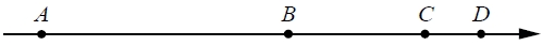 На координатной прямой точки A, B, C и D соответствуют числам −0,39 ; −0,09; −0,93; 0,03.