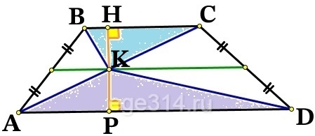 На средней линии трапеции АВСD с основаниями АD и ВС выбрали произвольную точку K.