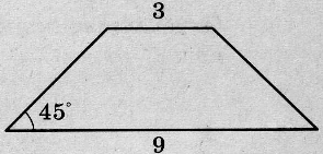В равнобедренной трапеции основания равны 3 и 9, а один из углов между боковой стороной и основанием равен 45º.