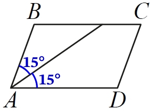 Решение №3525 Найдите острый угол параллелограмма ABCD, если биссектриса угла A образует со стороной BC угол, равный 15°.