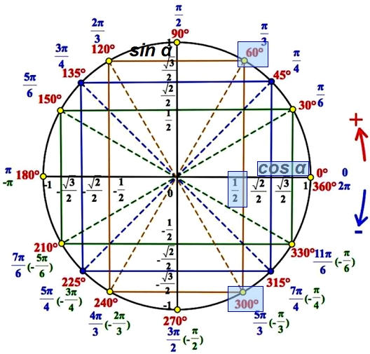 Тригонометрический круг sin cos