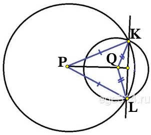 Окружности с центрами в точках P и Q пересекаются в точках K и L