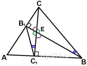 Высоты BB1 и СС1 остроугольного треугольника АBС пересекаются в точке Е.