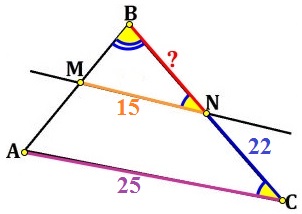 Решение №3665 Прямая, параллельная стороне АС треугольника АВС, пересекает стороны АВ и ВС в точках М и N соответственно.