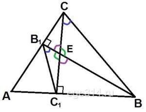 Решение №3608 Высоты BB1 и СС1 остроугольного треугольника АBС пересекаются в точке Е.