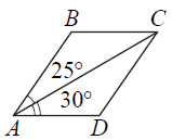Диагональ AC параллелограмма ABCD образует с его сторонами углы, равные 25° и 30°.