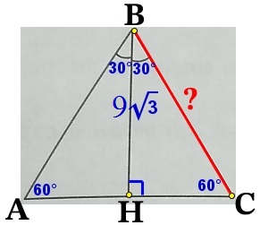 Решение №3877 Биссектриса равностороннего треугольника равна 9√3.