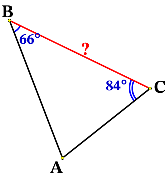 Углы В и С треугольника АВС равны соответственно 66° и 84°.
