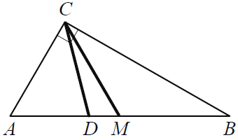 Острый угол B прямоугольного треугольника ABC равен 21°.