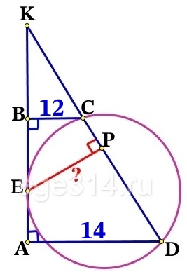 В трапеции ABCD боковая сторона AB перпендикулярна основанию BC.