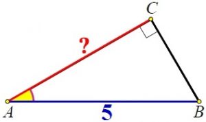 Решение №4264 В треугольнике ABC угол C равен 90°, AB = 5, sinA = 0,28. Найдите AC.