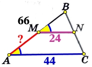 Прямая, параллельная стороне AC треугольника ABC, пересекает стороны AB и BC в точках M и N соответственно
