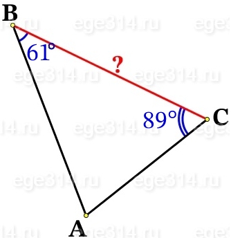 Углы В и С треугольника АВС равны соответственно 61° и 89°.