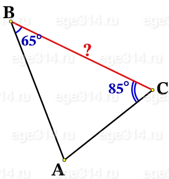 Углы В и С треугольника АВС равны соответственно 65° и 85°.