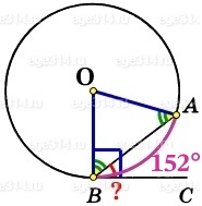 На окружности отмечены точки A и B так, что меньшая дуга AB равна 152°.
