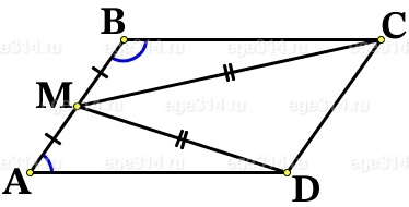 Точка M – середина стороны AB параллелограмма ABCD, а MC = MD.