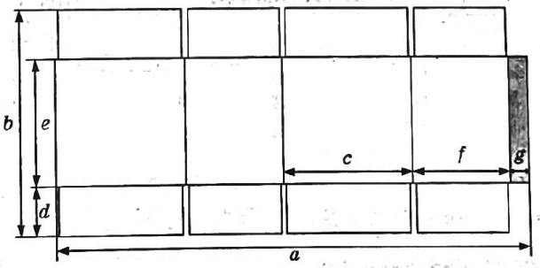 На рисунке 2 изображена развёртка коробки. Размеры показаны буквами.