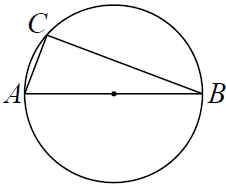 Центр окружности, описанной около треугольника ABC, лежит на стороне AB.