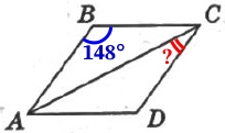 В ромбе ABCD угол ABC равен 148°. Найдите угол ACD.